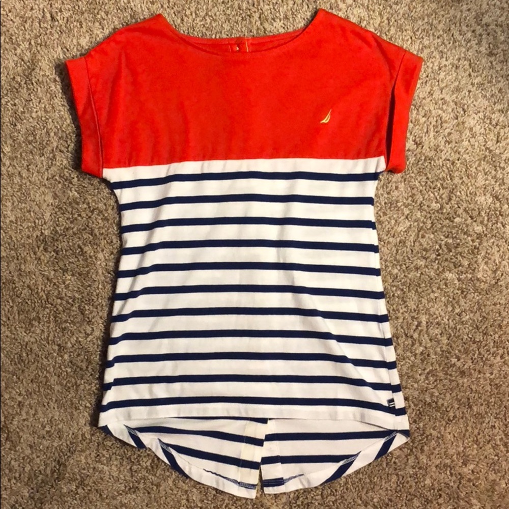 Girls Nautica Back Button Down T-Shirt
